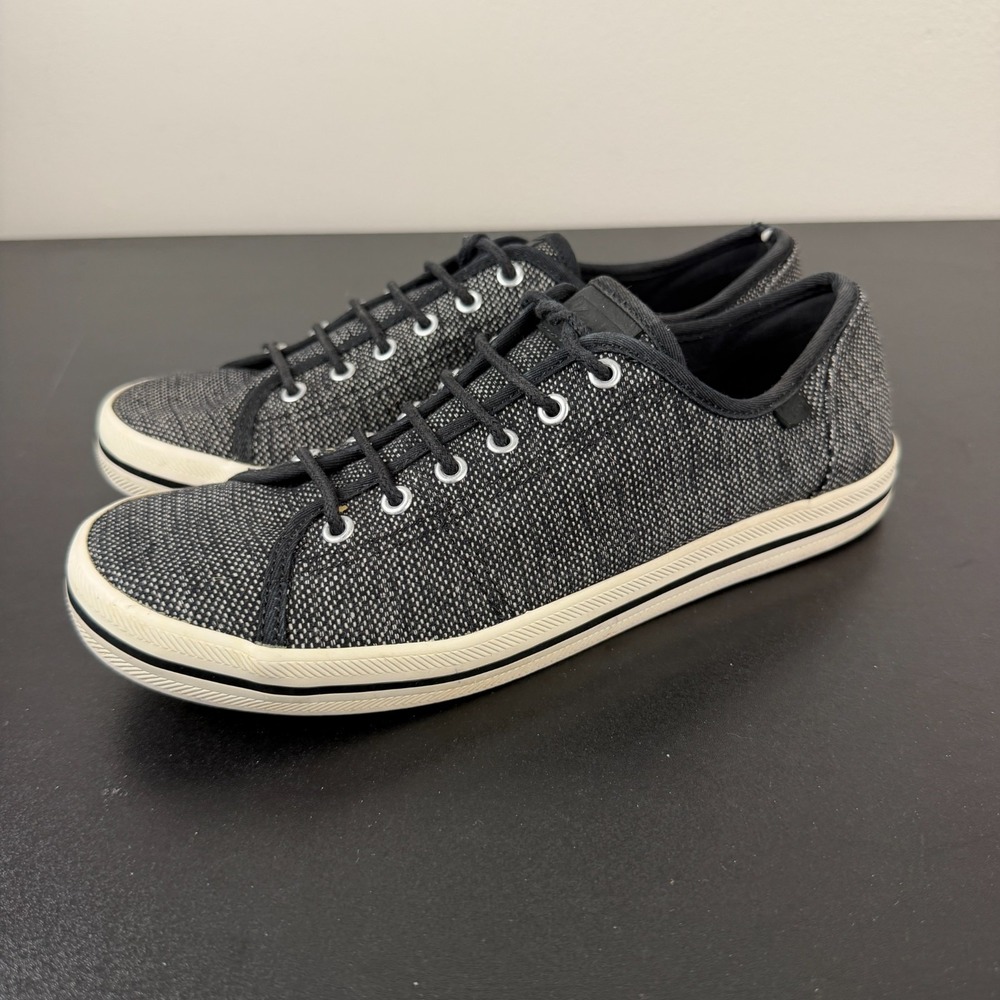 Keds Kickstart Sneakers Women's 7 Black White Canvas Low Top Casual Lace-Up